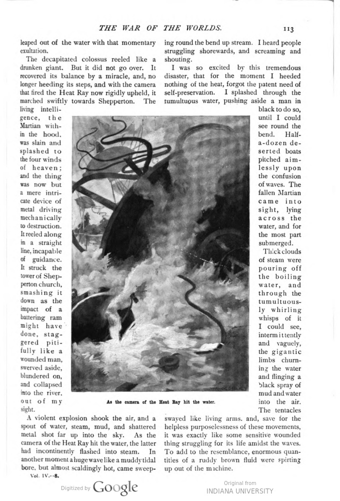 This image is a facsimile of page 113 of the third installment of The War of the Worlds as it was published in Pearson’s Magazine in July of 1897.