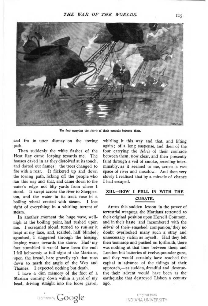 This image is a facsimile of page 115 of the fourth installment of The War of the Worlds as it was published in Pearson’s Magazine in July of 1897.