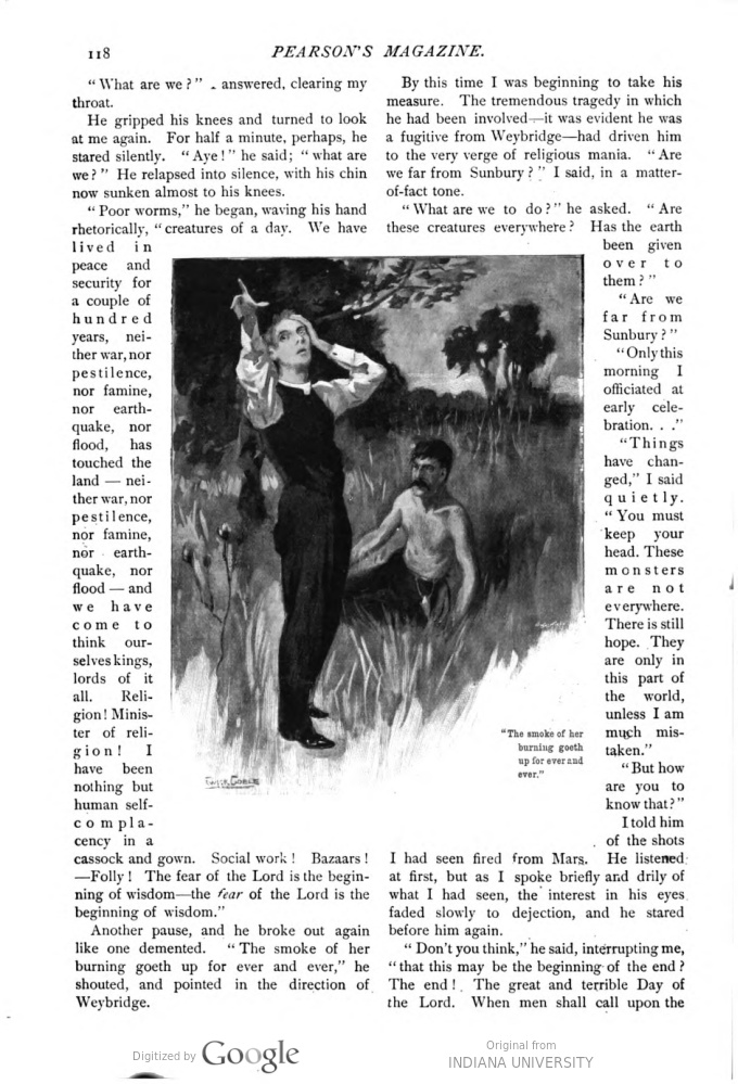 This image is a facsimile of page 118 of the fourth installment of The War of the Worlds as it was published in Pearson’s Magazine in July of 1897.
