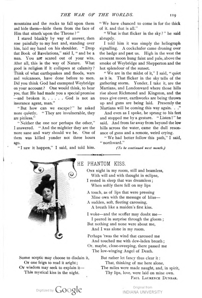 This image is a facsimile of page 119 of the fourth installment of The War of the Worlds as it was published in Pearson’s Magazine in July of 1897.