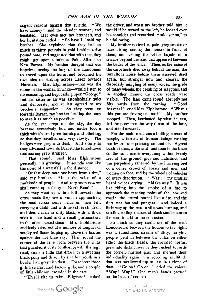 This image is a facsimile of page 335 of the sixth installment of The War of the Worlds as it was published in Pearson’s Magazine in September of 1897.