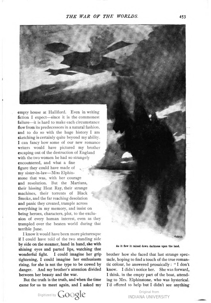 This image is a facsimile of page 453 of the seventh installment of The War of the Worlds as it was published in Pearson’s Magazine in October of 1897.