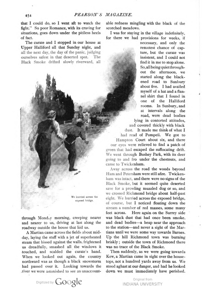 This image is a facsimile of page 454 of the seventh installment of The War of the Worlds as it was published in Pearson’s Magazine in October of 1897.