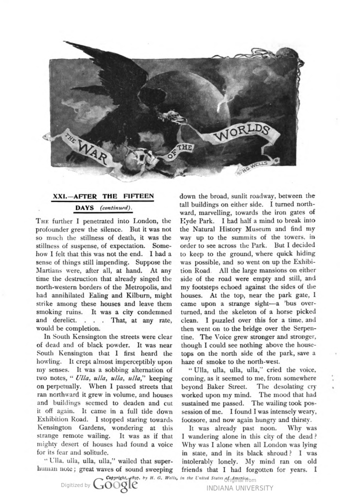 This image is a facsimile of page 736 of the ninth installment of The War of the Worlds as it was published in Pearson’s Magazine in December of 1897. 