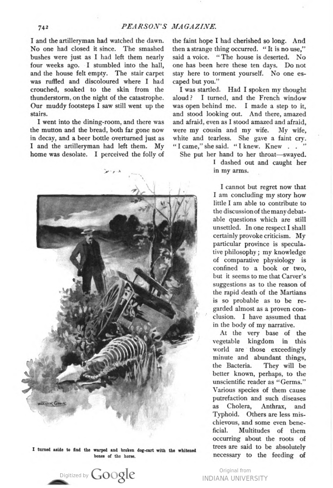 This image is a facsimile of page 742 of the ninth installment of The War of the Worlds as it was published in Pearson’s Magazine in December of 1897. 